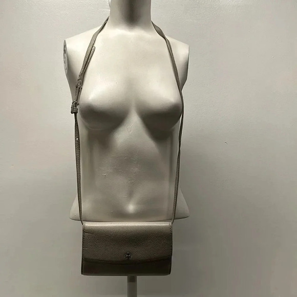 Tory Burch Robinson Concrete Leather Cross Body Wallet Convertible Clutch Purse - Picture 2 of 13